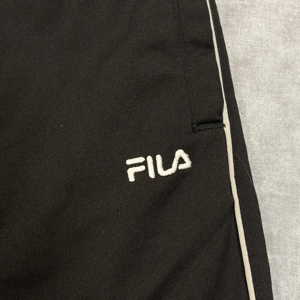Vintage Fila Black Fleece Track Pants Mens Medium Basketball Warm Up Y2K